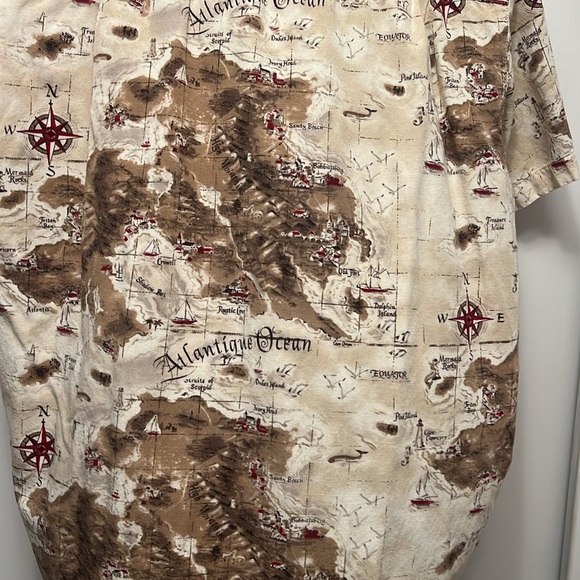 Milano bay medium short sleeve button up shirt maps Atlantic Ocean - Picture 4 of 4